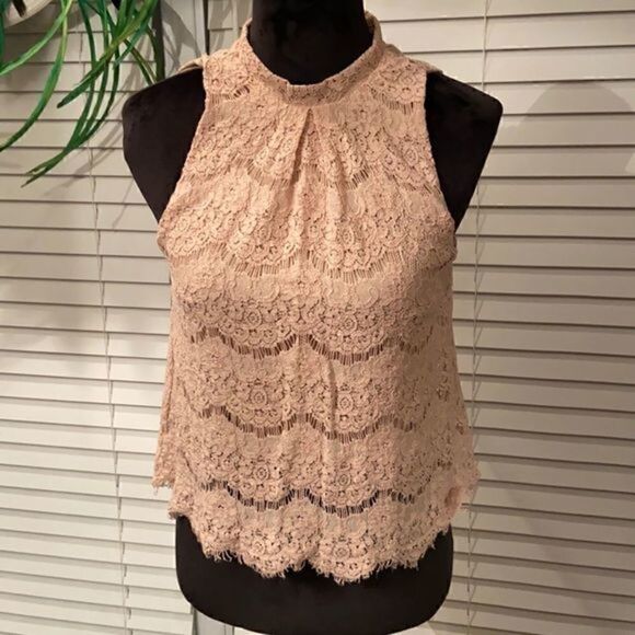 LACE over‎ lay sleeveless dressy shirt - Picture 1 of 6